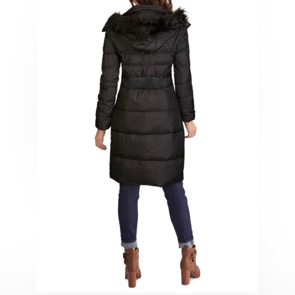 NWT Cole Haan Fur Trimmed Down Puffer Coat size Small - Picture 2 of 2